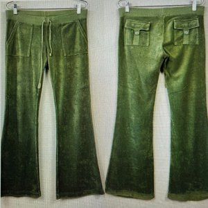Juicy Couture Vintage Y2K Green Low Rise Terry Snap Pocket Pants S